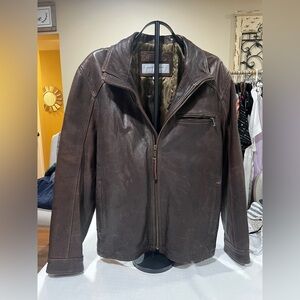 Marc New York Dark Brown Leather Bomber Jacket